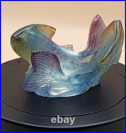Duo De Carpes Daum France Pate De Verre Superbe Melange De Couleur Tres Rare