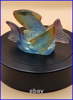Duo De Carpes Daum France Pate De Verre Superbe Melange De Couleur Tres Rare