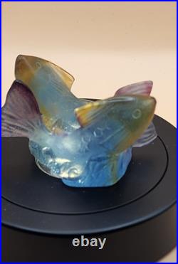 Duo De Carpes Daum France Pate De Verre Superbe Melange De Couleur Tres Rare