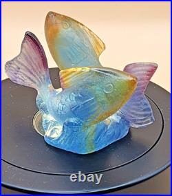 Duo De Carpes Daum France Pate De Verre Superbe Melange De Couleur Tres Rare