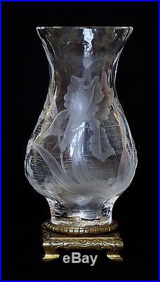 E. Enot / Eugene Michel Vase Japonisant Art nouveau en cristal gravé 1900