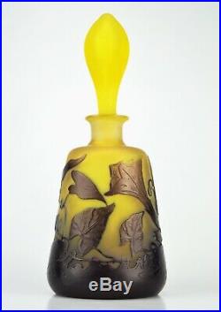EMILE GALLÉ Rare Vase Flacon décor Volubilis Pâte de Verre Gravé ART NOUVEAU