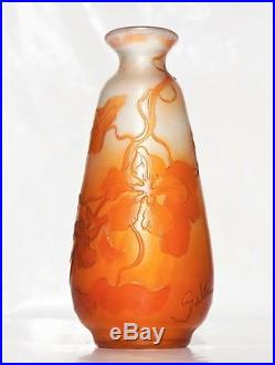 EMILE GALLÉ Rare Vase décor CapucineJaponisant Pâte de Verre Gravé ART NOUVEAU