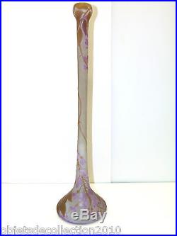 EXCEPTIONNEL GRAND VASE LEGRAS GLYCINES Gravé en Camée à l'acide ART NOUVEAU