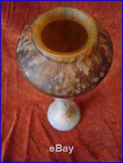 Exceptionnel Vase Daum 61 CM Pte De Verre Et Paillons D'or Art Nouveau