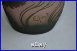 Edmond RIGOT Vase Soliflore Verre multicouche gravé à l'acide Signé