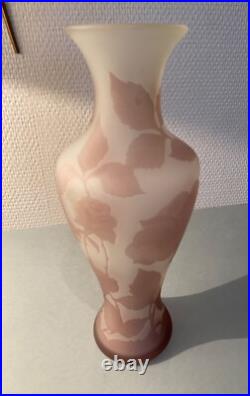Élégant Vase En Pte De Verre Décor À La Rose Monogramme À Identifier Dlg Gallé