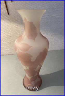 Élégant Vase En Pte De Verre Décor À La Rose Monogramme À Identifier Dlg Gallé