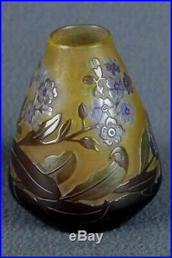Emile Gallé (1846/1904) Vase Pâte de verre multicouche floral authentique 9,5 cm