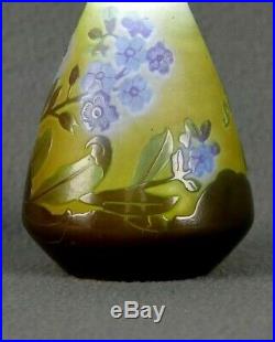 Emile Gallé (1846/1904) Vase Pâte de verre multicouche floral authentique 9,5 cm