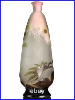 Emile Gallé Beau Vase aux Ombelles Pâte de Verre Gravé Art Nouveau Daum