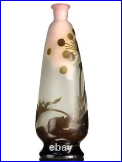 Emile Gallé Beau Vase aux Ombelles Pâte de Verre Gravé Art Nouveau Daum