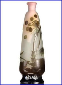 Emile Gallé Beau Vase aux Ombelles Pâte de Verre Gravé Art Nouveau Daum