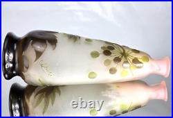 Emile Gallé Beau Vase aux Ombelles Pâte de Verre Gravé Art Nouveau Daum