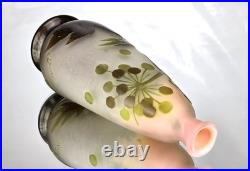 Emile Gallé Beau Vase aux Ombelles Pâte de Verre Gravé Art Nouveau Daum