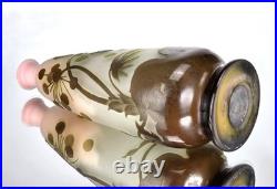 Emile Gallé Beau Vase aux Ombelles Pâte de Verre Gravé Art Nouveau Daum