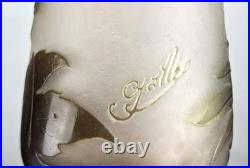 Emile Gallé Beau Vase aux Ombelles Pâte de Verre Gravé Art Nouveau Daum