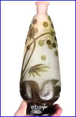 Emile Gallé Beau Vase aux Ombelles Pâte de Verre Gravé Art Nouveau Daum