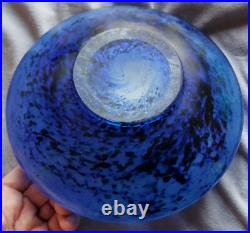 Emile Gallé Coupe en verre overlay doublé bleu moucheté Liseron Volubilis