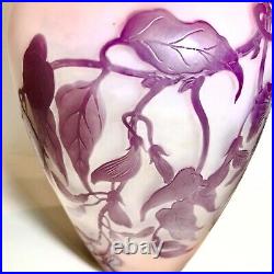 Émile Gallé Important Vase Dégagé À Lacide Décor De Fushia Cameo Glass Ca 1900