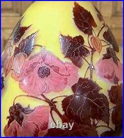Émile Gallé Important vase piriforme à décor d'abutilons, Art Nouveau