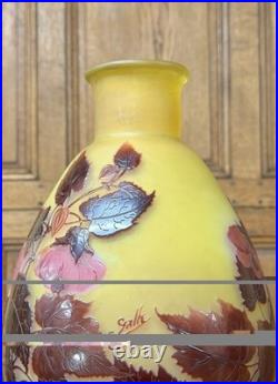 Émile Gallé Important vase piriforme à décor d'abutilons, Art Nouveau