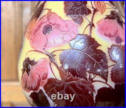 Émile Gallé Important vase piriforme à décor d'abutilons, Art Nouveau