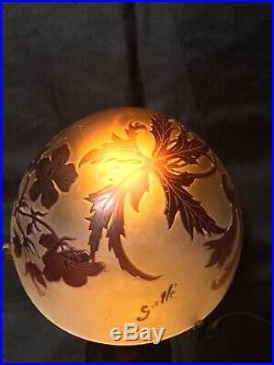 Émile Gallé Lampe Champignon Aux Hibiscus Dépoque Art Nouveau vase daum gallé