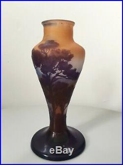 Emile Gallé Nancy, joli vase paysage montagnes Art Nouveau