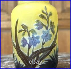 Emile Gallé Petit vase à décor de jacinthes en verre multicouche, Art Nouveau