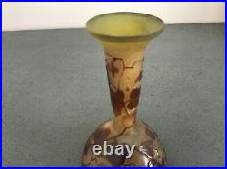 Emile Galle Superbe Vase Art Nouveau Soliflore Feuille De Vigne Grimpante
