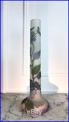 Émile Gallé Très Grand Vase De 59cm De H. En Verre Multicouche À Décor Tournant