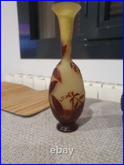 Emile Gallé Vase Soliflore En Verre Lys 1900 Art Nouveau