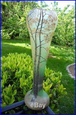 Enorme Et Rare Vase Legras Decor Automne Travail A L'acide 1925
