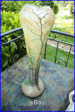 Enorme Et Rare Vase Legras Decor Automne Travail A L'acide 1925