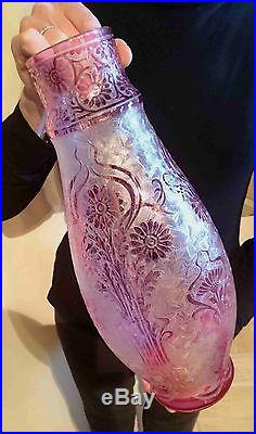 Enorme & Rare Superbe Vase en Cristal de Baccarat & Décor dégagé à l'acide 41 cm