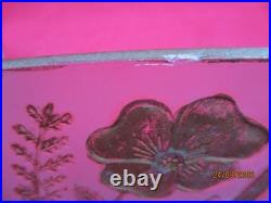 Ensemble Coupe et 2 vases en verre motifs dégagés à l'acide style Ecole de Nancy