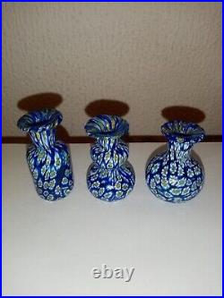 Ensemble de trois vase miniatures MURANO millefiori