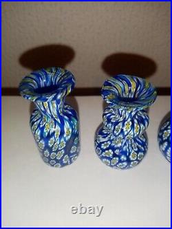 Ensemble de trois vase miniatures MURANO millefiori