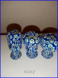 Ensemble de trois vase miniatures MURANO millefiori