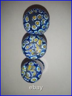 Ensemble de trois vase miniatures MURANO millefiori