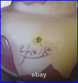 Ets GALLE, très joli vase en verre multicouche à décor de fuchsias