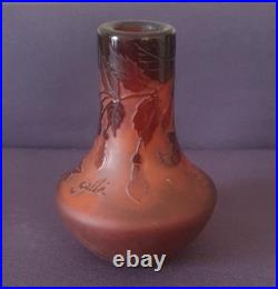 Ets GALLE, très joli vase en verre multicouche à décor floral