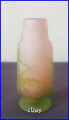 Ets GALLE, très joli vase en verre multicouche à décor floral
