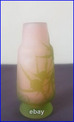 Ets GALLE, très joli vase en verre multicouche à décor floral