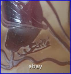 Ets Gallé, très joli vase en verre multicouche, décor floral dégagé à l'acide Ets Gallé, très joli vase en verre multicouche, décor floral dégagé à l'acide