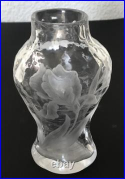 Eugène Michel Vase Aux Iris 1890-1904 Art Nouveau Cristal No Gallé Daum Rare