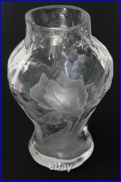 Eugène Michel Vase Aux Iris 1890-1904 Art Nouveau Cristal No Gallé Daum Rare