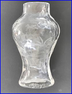 Eugène Michel Vase Aux Iris 1890-1904 Art Nouveau Cristal No Gallé Daum Rare
