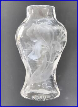 Eugène Michel Vase Aux Iris 1890-1904 Art Nouveau Cristal No Gallé Daum Rare